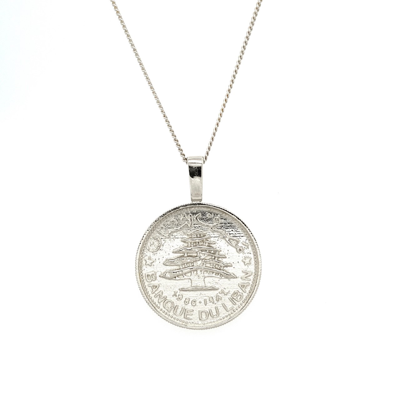Auction For Silver Lebanese Lira on Silver Chain 1st